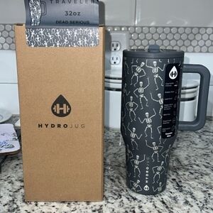 HydroJug Traveler 32oz Dead Serious, Glow-in-the-dark, Grey With Skeletons